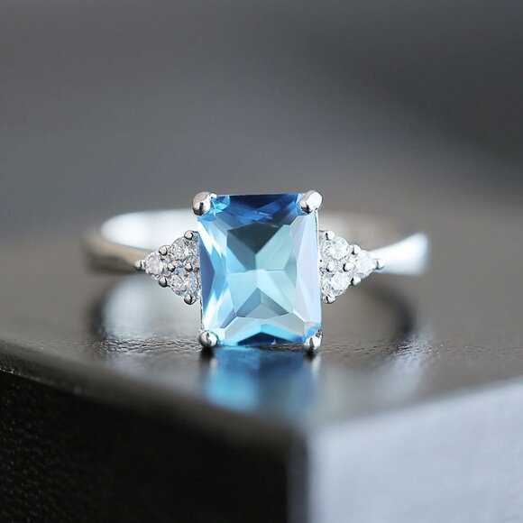 🎊Dainty Radiant Cut Pure Gemstone Zircon Trendy Rings for Women, EVGG1443 - Picture 4 of 4